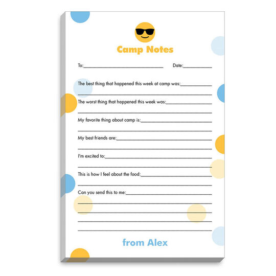 Sunglasses Emoji Dots Fill In Camp Notepads
